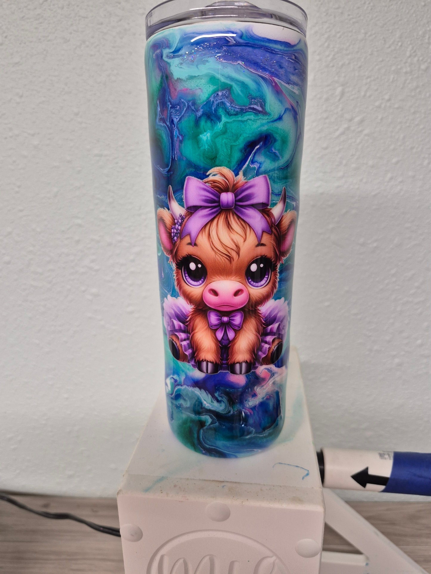 Cute Highland Cow Ink Swirl Tumbler (30oz)